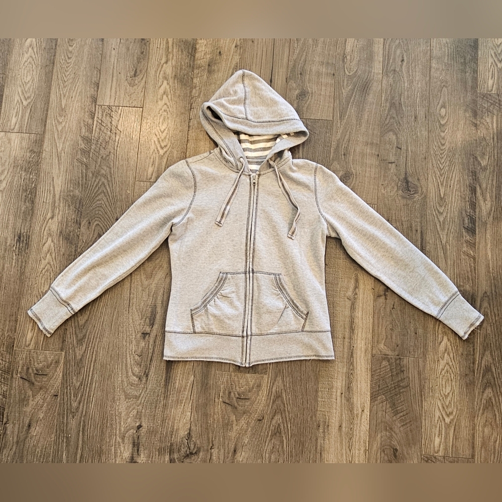 Women's szL Gray Zip-Up Hoodie Fall School Cozycore Weekend Casual Comfy Neutral